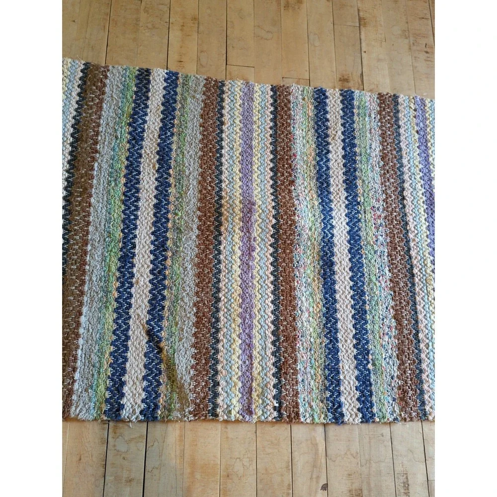 Antique Imported Swedish‎ Hand Made Rag Rug Runner (25